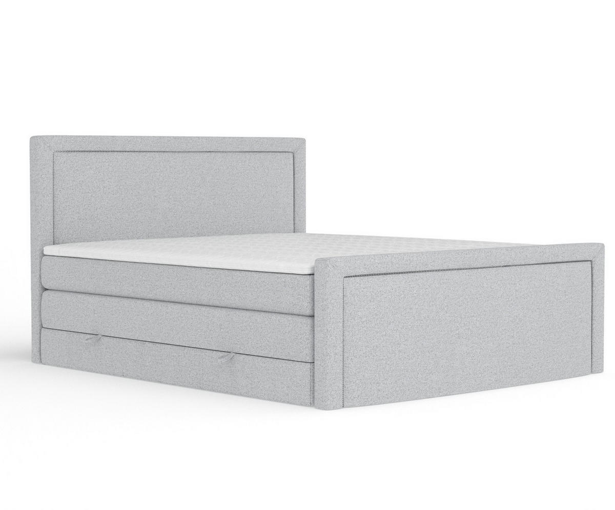 BOXSPRINGBETT Lavenda Hellgrau 200/200 cm - Hellgrau/Schwarz, Holz/Holzwerkstoff (200/200cm) - Maison de Reve