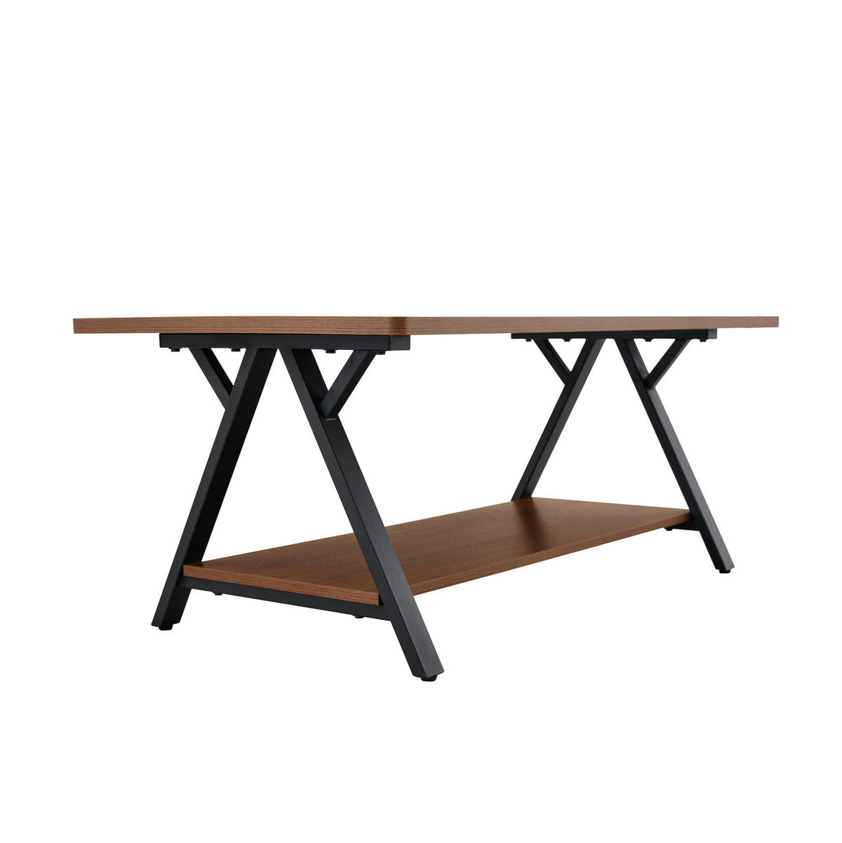 COUCHTISCH 110/57/44,5 cm mit Ablage im industriellen Design, Walnuss - Walnussfarben, Holzwerkstoff (110/57/44.5cm) - Redom