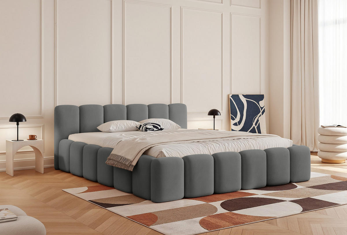 POLSTERBETT Limata 200x200 cm, Grau - Grau, Textil (200/200cm) - Fedve