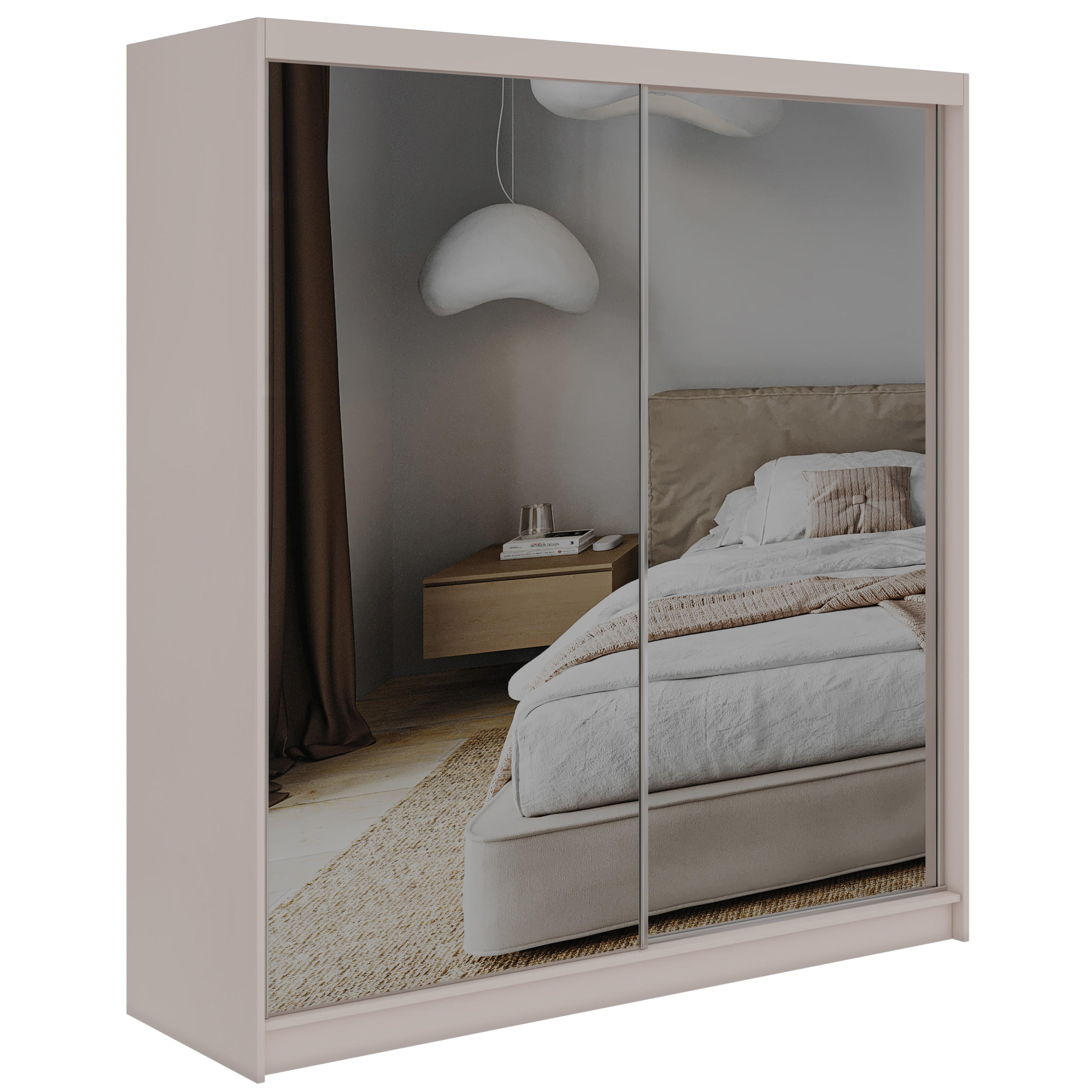 SCHWEBETÜRENSCHRANK 200 - DUBROWNIK - Kaschmir mit Spiegel - Kaschmir/Alufarben, Holzwerkstoff/Metall (200/216/61cm) - MKS