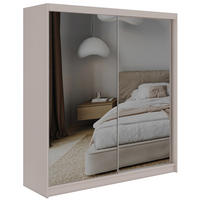 SCHWEBETÜRENSCHRANK 200 - DUBROWNIK - Kaschmir mit Spiegel - Kaschmir/Alufarben, Holzwerkstoff/Metall (200/216/61cm) - MKS