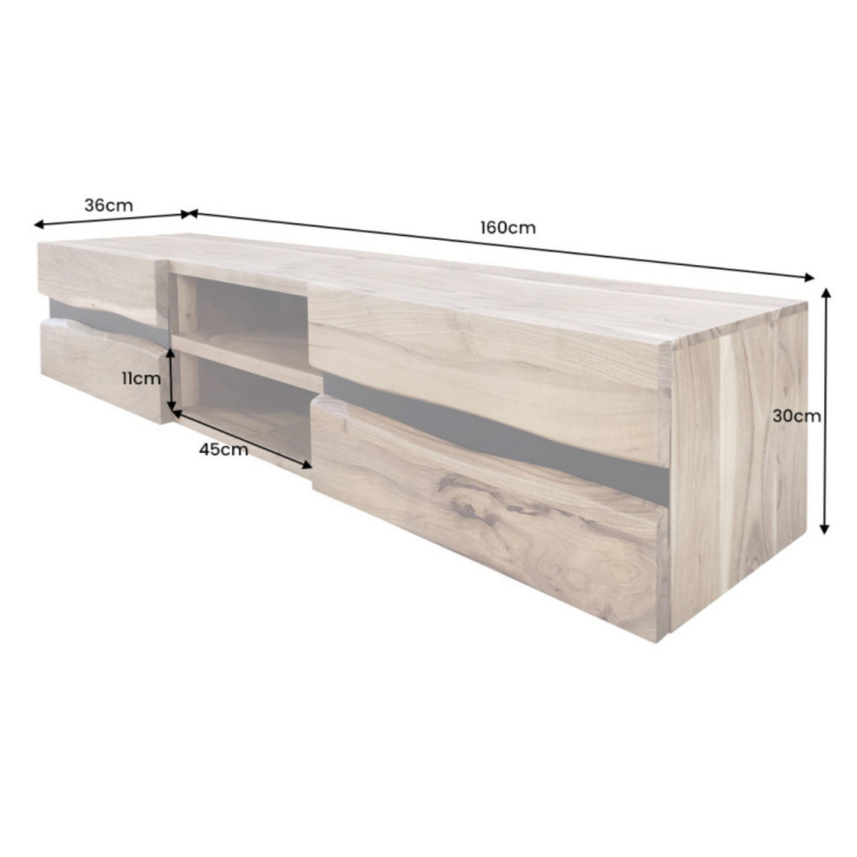 TV-LOWBOARD AMAZONAS Akazie Natur 160cm - Braun, Holz (160/30/36cm) - riess-ambiente