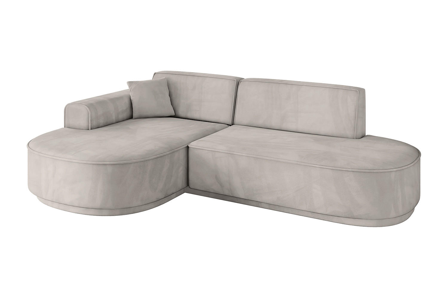 ECKSOFA Ottomane Links MARI-L1-v3 - 243x171x83 cm Hellbraun Velours - Hellbraun/Schwarz, Holzwerkstoff/Kunststoff (243/171cm) - ALTDECOR