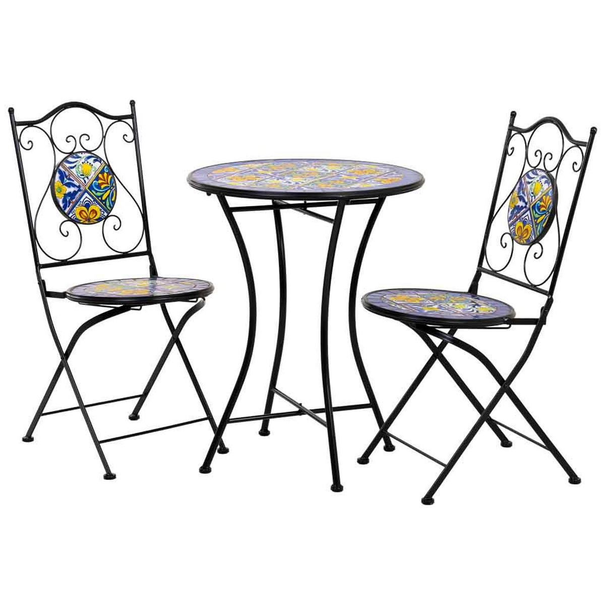 TISCH und STÜHLE, schwarz, 3-tlg. - Schwarz, Metall - Wanderlust