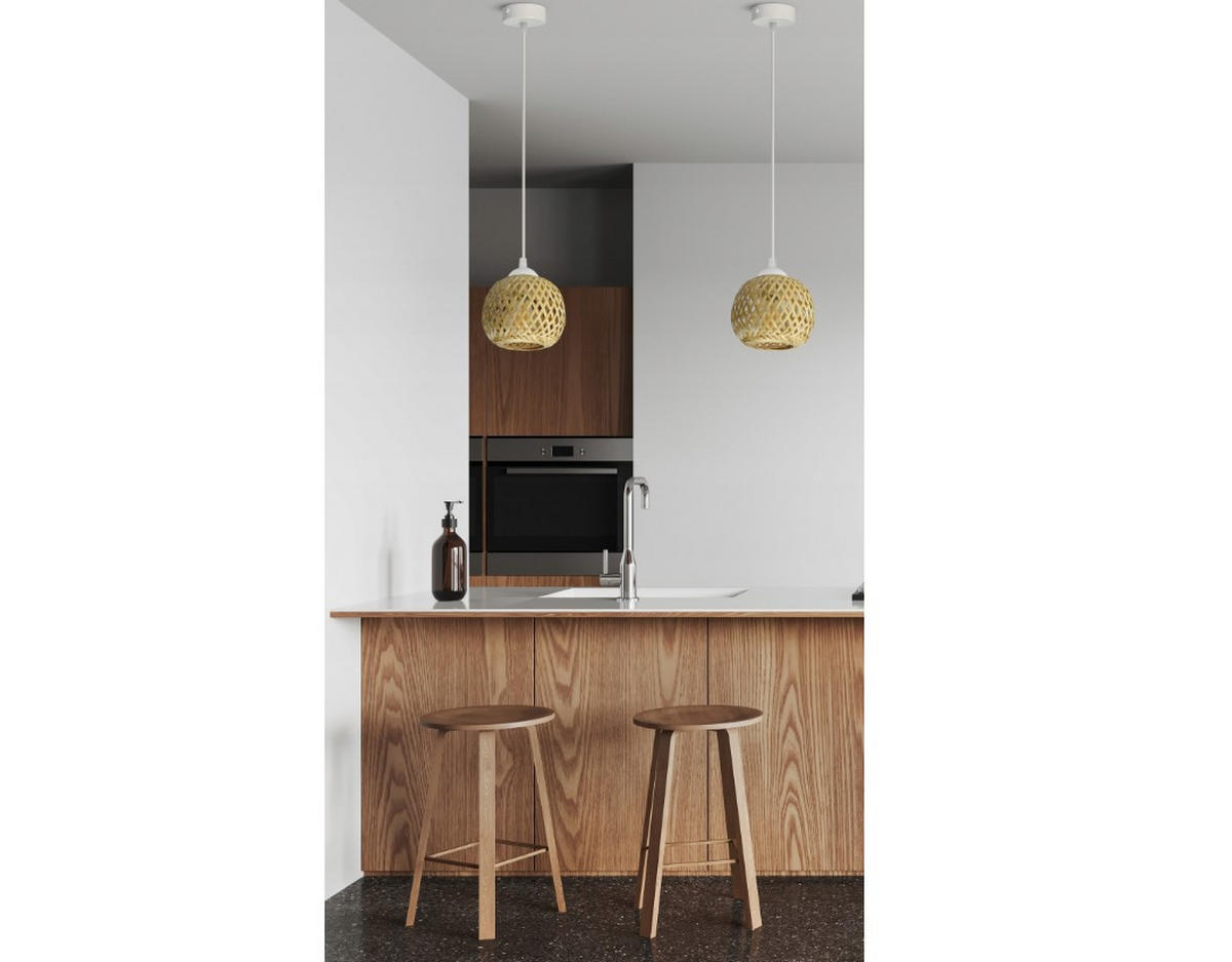 PENDELLEUCHTE BOHO - Beige/Weiß, Glas/Metall (15/34/100cm) - kiki design