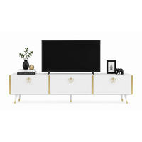 TV Stand Milagro Weıss Gold - Goldfarben, Holzwerkstoff (31.3/49.3/180cm) - Decorotika