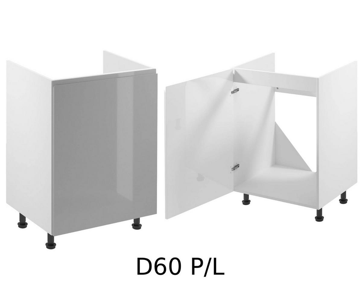 KÜCHENZEILE 260 cm – Aspen KA1-M260 - in Grau/Hochglanz - Grau, Holz (260/212/47cm)