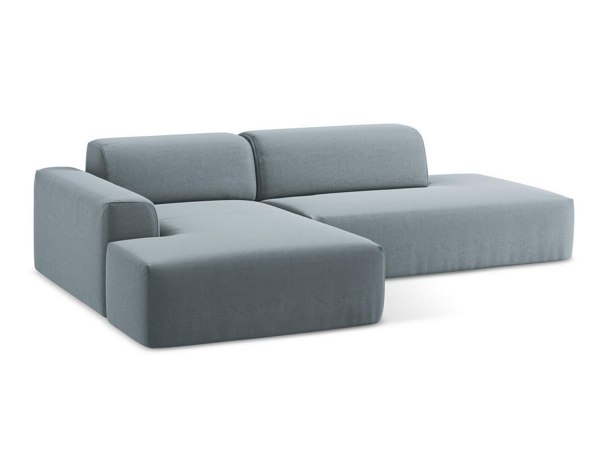 POUF Cord Blau - Türkis/Schwarz, Holzwerkstoff/Kunststoff (75/37/75cm) - Makamii