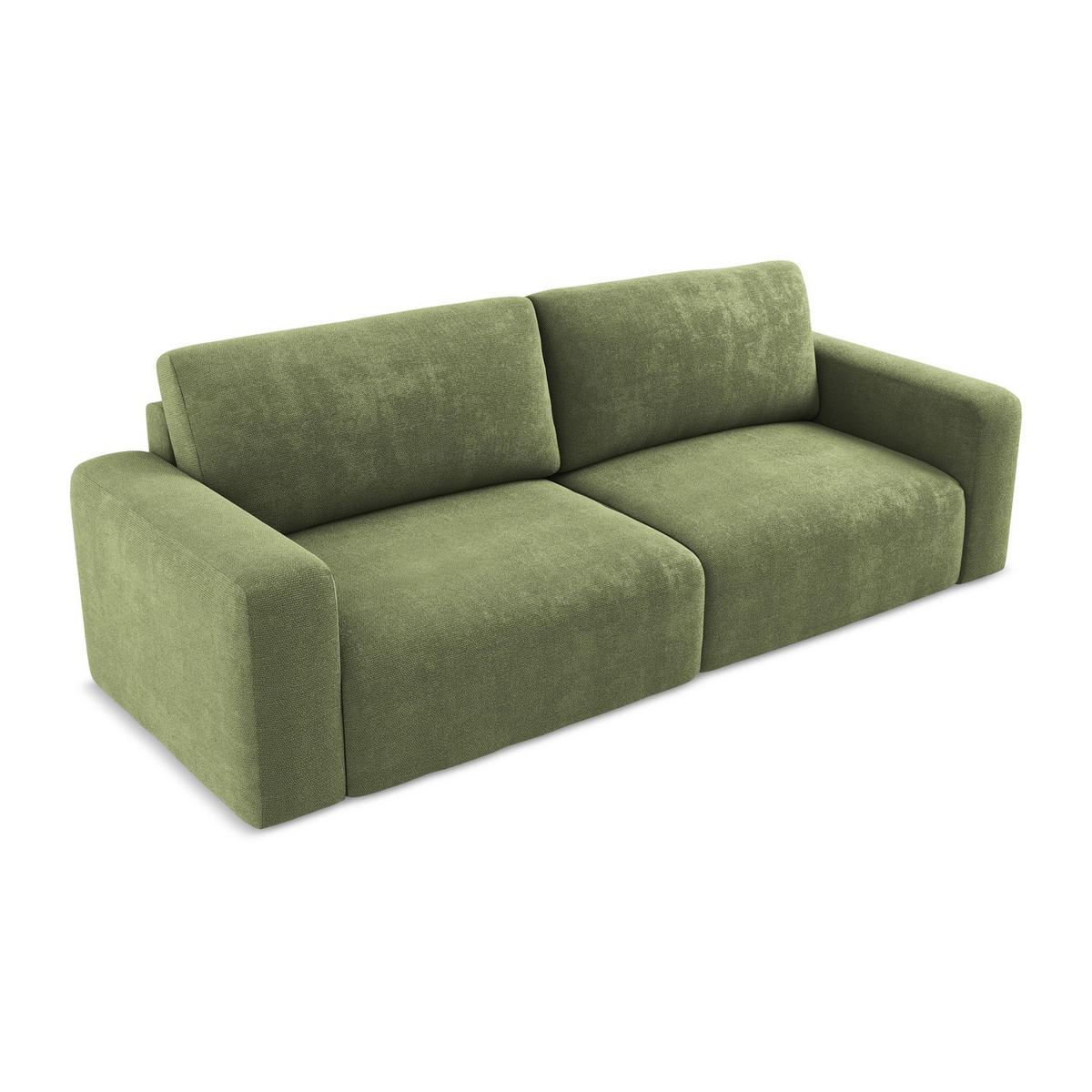 3-SITZER SOFA mit Schlaffunktion Chenille Stoff Grün - Schwarz/Grau, Kunststoff/Textil (244/79/102cm) - LaMiaSofa
