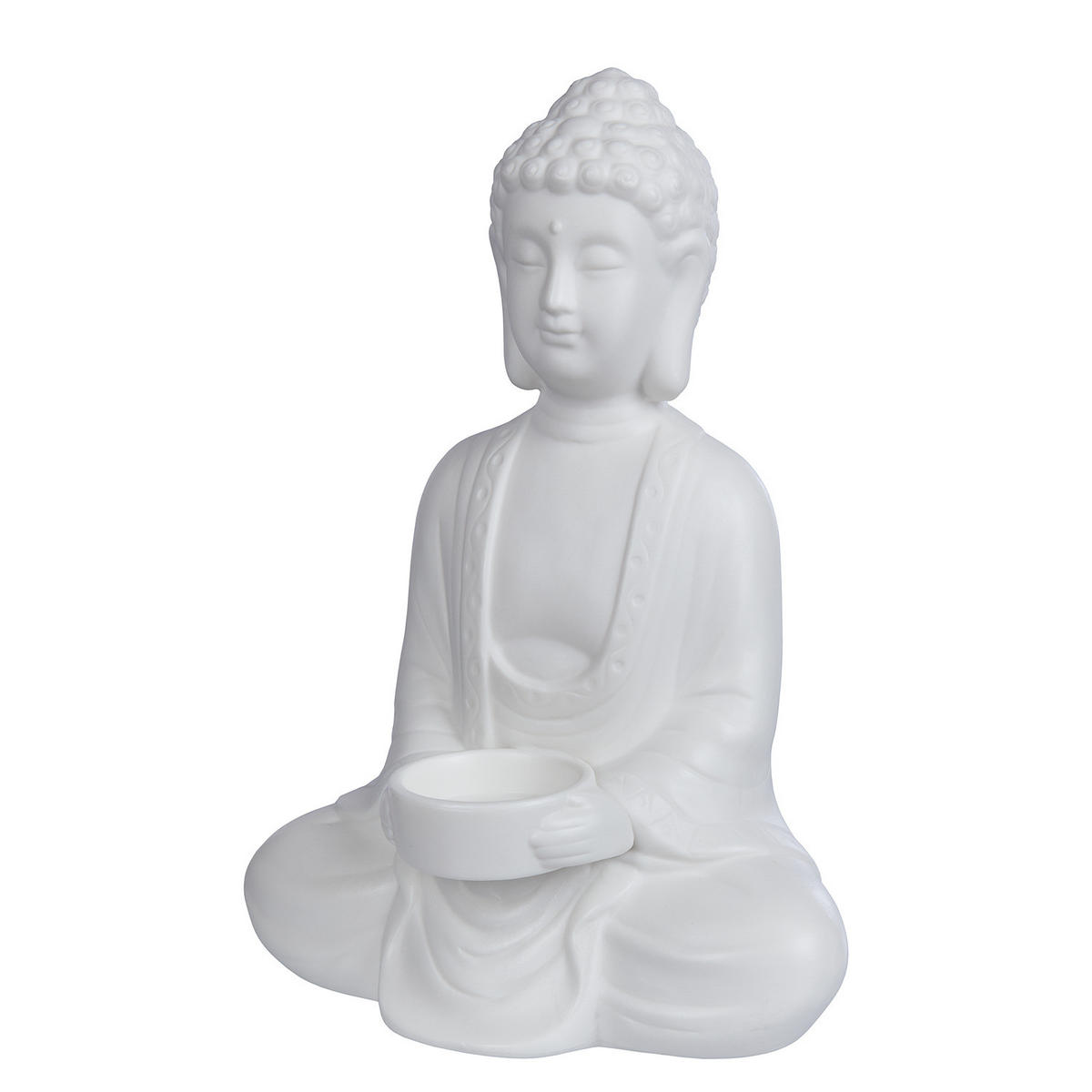 DEKO-STATUE Buddha - Weiß, Keramik (11/23/17cm) - BUTLERS