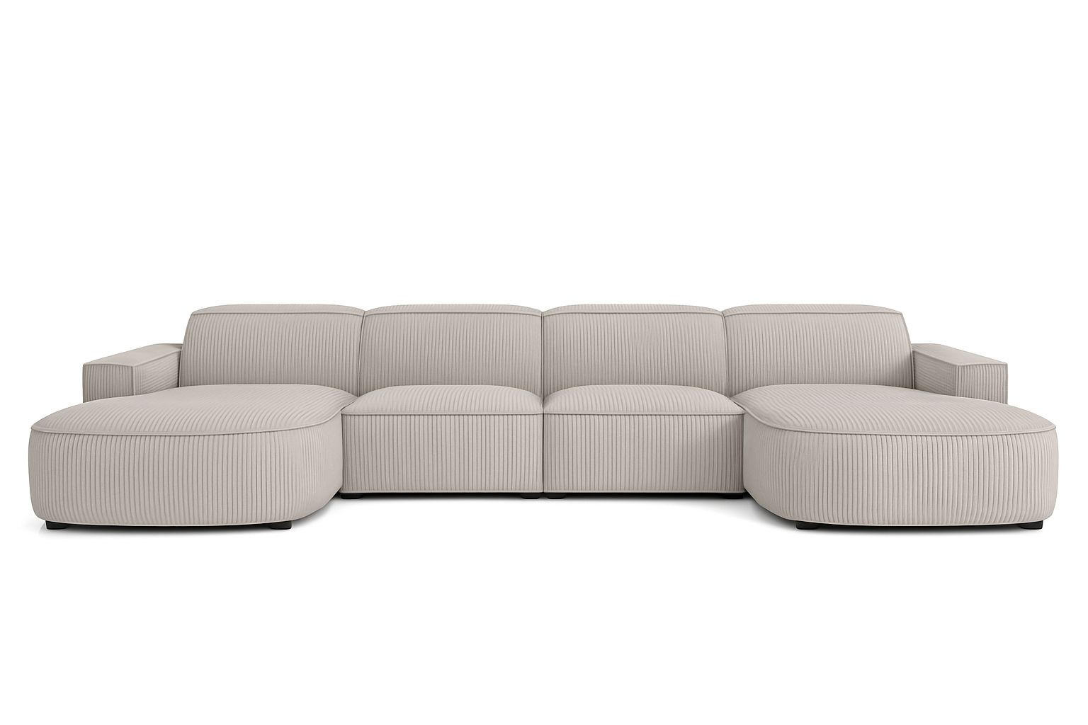 ECKSOFA Cursal Round U-Form, Stoff Poso, Beige - Beige, Holz (364/166cm) - Kaiser Möbel