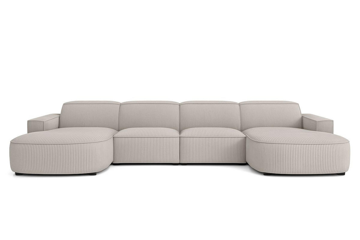 ECKSOFA Cursal Round U-Form, Stoff Poso, Beige - Beige, Holz (364/166cm) - Kaiser Möbel