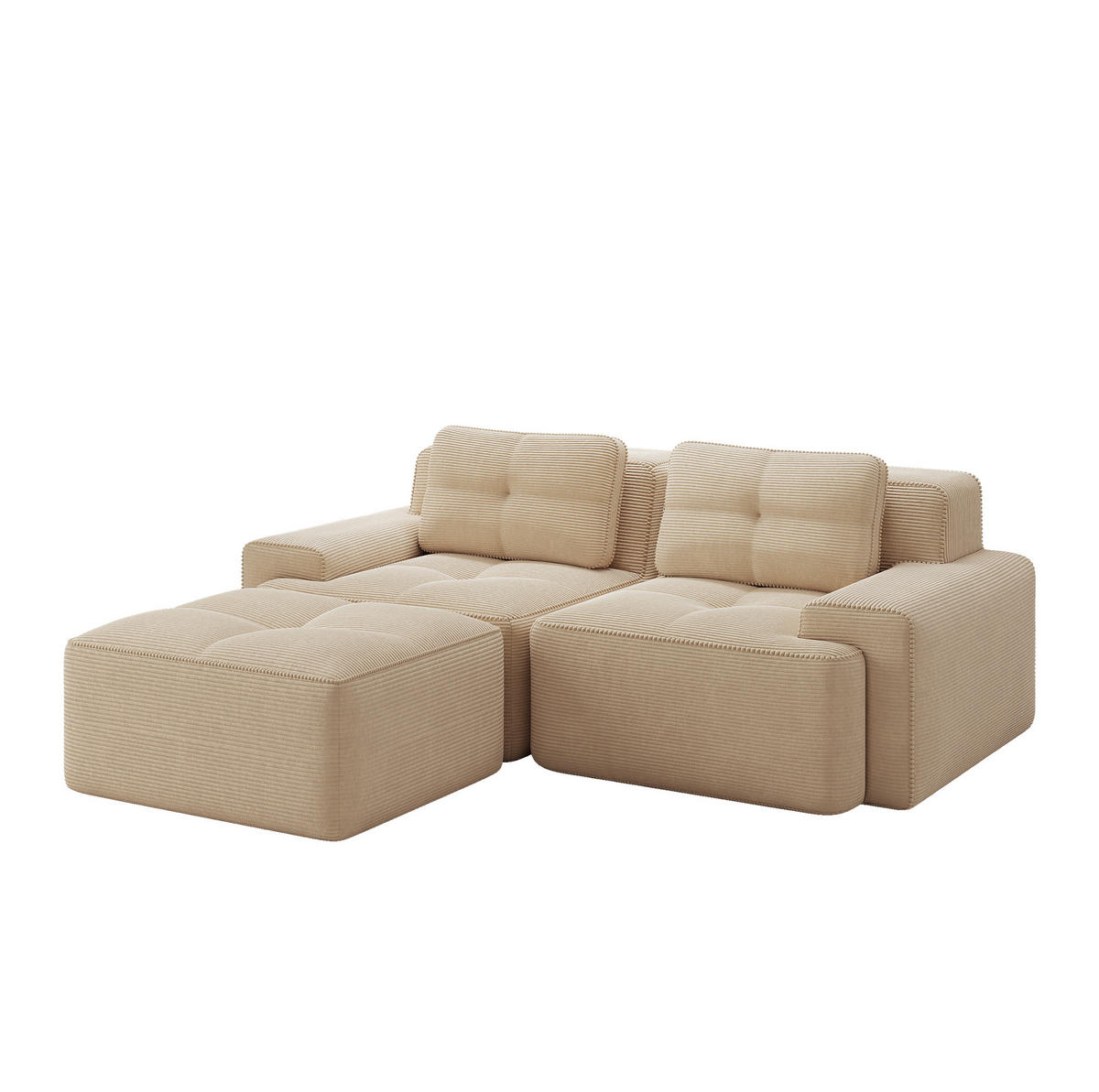 SOFA modular mit Tiefsitz 74 cm Cord Beige - Beige, Kunststoff (177/204.1cm) - Meubliv