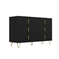 KOMMODE 120/40/77 cm in Schwarz/Gold mit 6 Schubladen - Schwarz, Holzwerkstoff (120/77/40cm) - Flora Grace