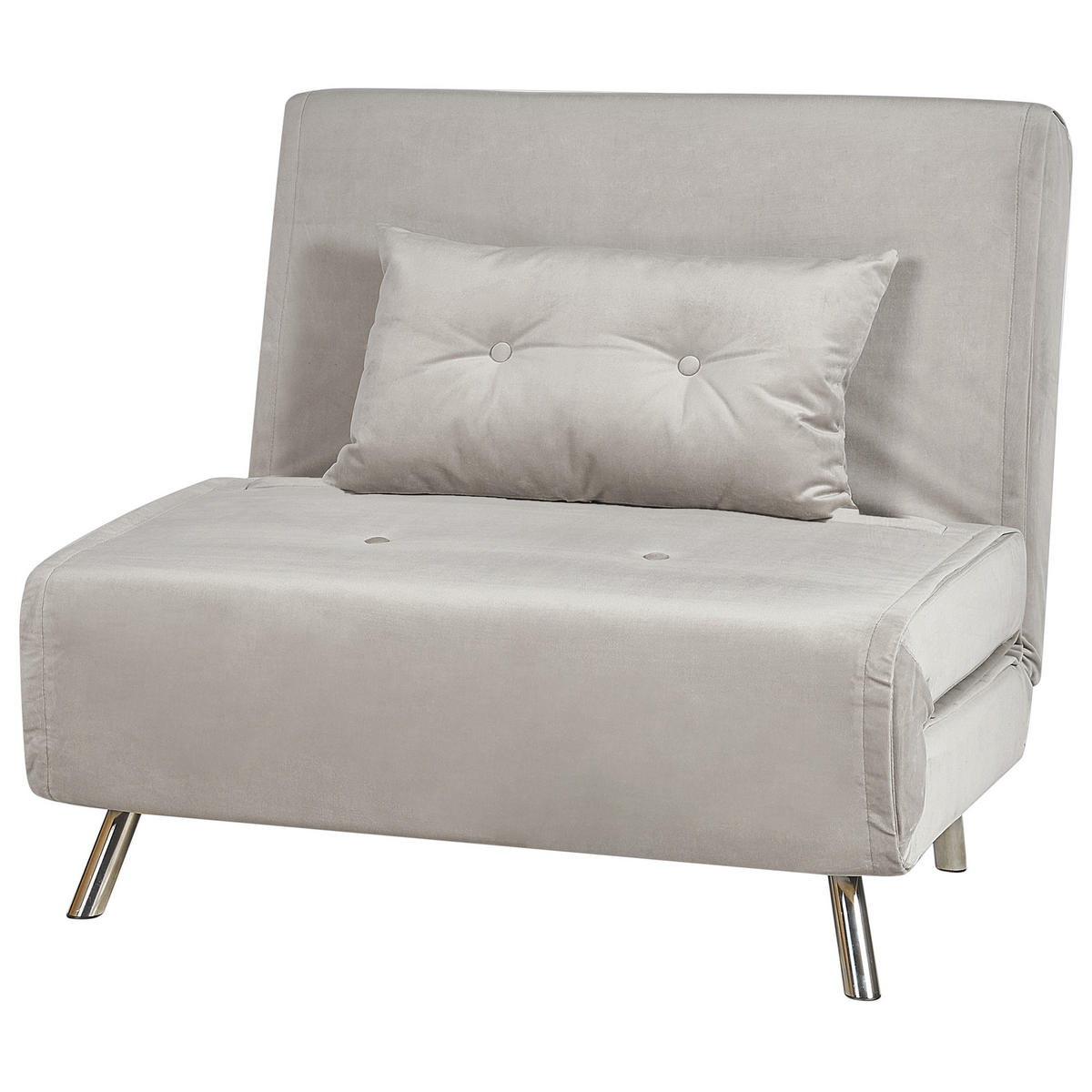 1-SITZER-SCHLAFSOFA Samtstoff Hellgrau Farris - Hellgrau, Textil (100/89/191cm) - Beliani