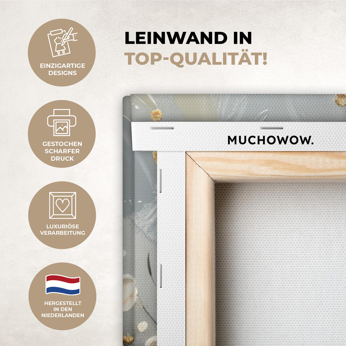 LEINWANDBILD Baum - Blumen - Weiß - Natur - Kunst Deko Groß 90x90 cm - Weiß, Textil (90/90cm) - MuchoWow