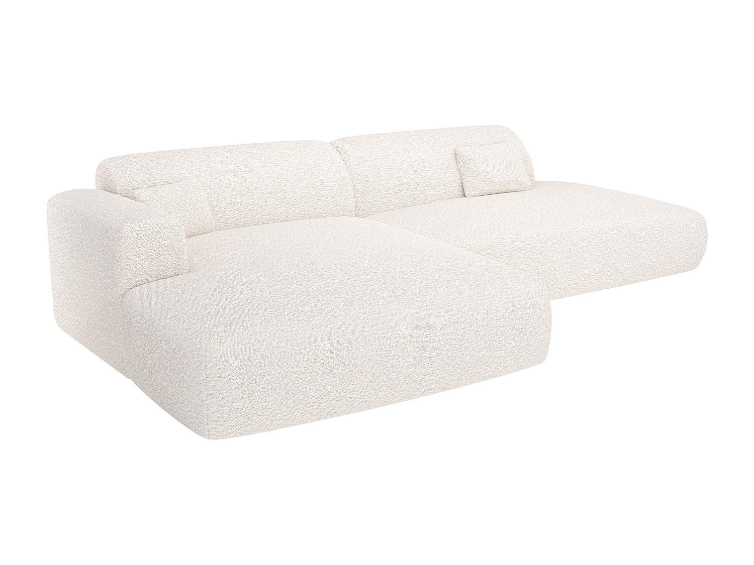 ECKSOFA - Ecke links - offenes Ende - Bouclé-Stoff - Weiß - POGNI - Weiß, Textil (300/160cm) - Vente-Unique