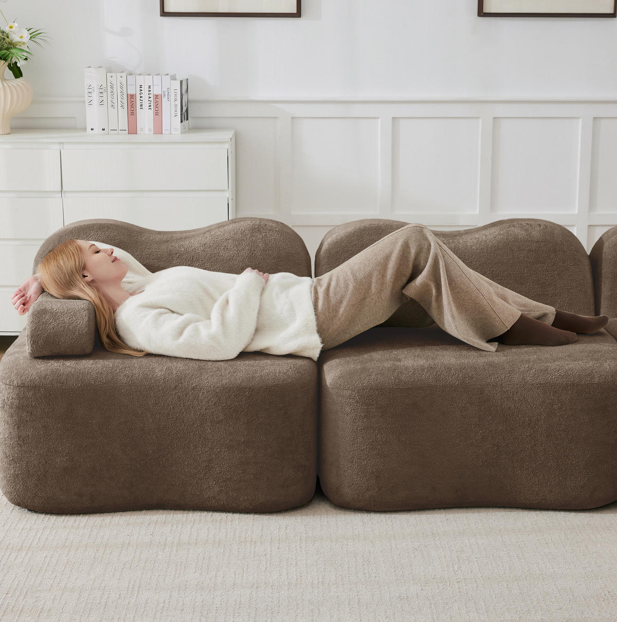 ECKSOFA 192/167/70 cm in Braun aus Samt, modular und ohne Aufbau - Braun, Textil (167/192cm) - Flora Grace