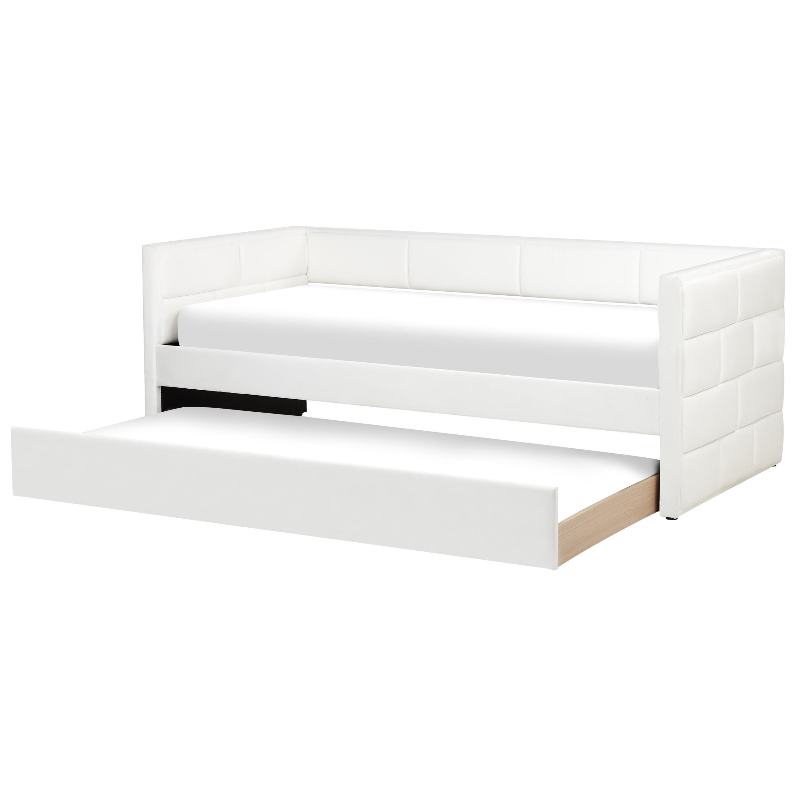 AUSZIEHBETT 90x205 cm Weiß Chavonne - Creme, Textil (90/205cm) - Beliani