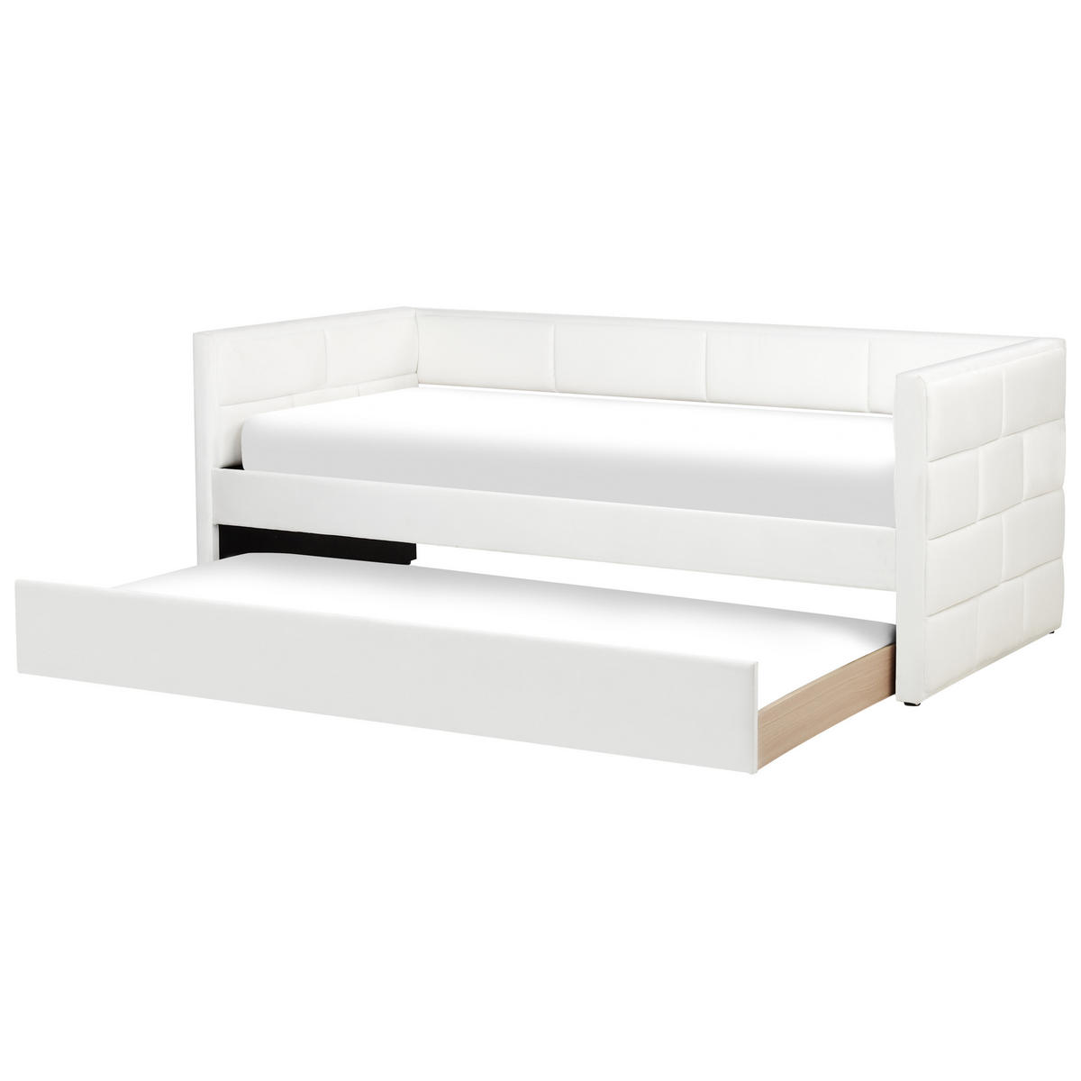 AUSZIEHBETT 90x205 cm Weiß Chavonne - Creme, Textil (90/205cm) - Beliani