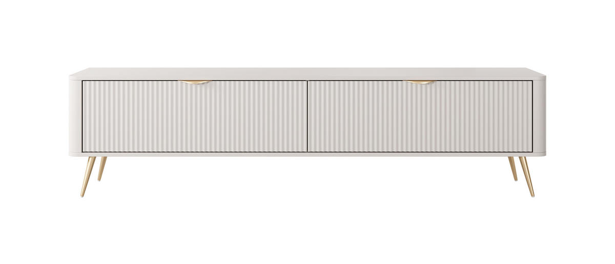 TV-SCHRANK: 2 Türen, Kaschmir, goldene Beine, 200 x 51,2 x 38 cm - Kaschmir, Holzwerkstoff/Metall (200/51.2/38cm) - 3XE LIVING