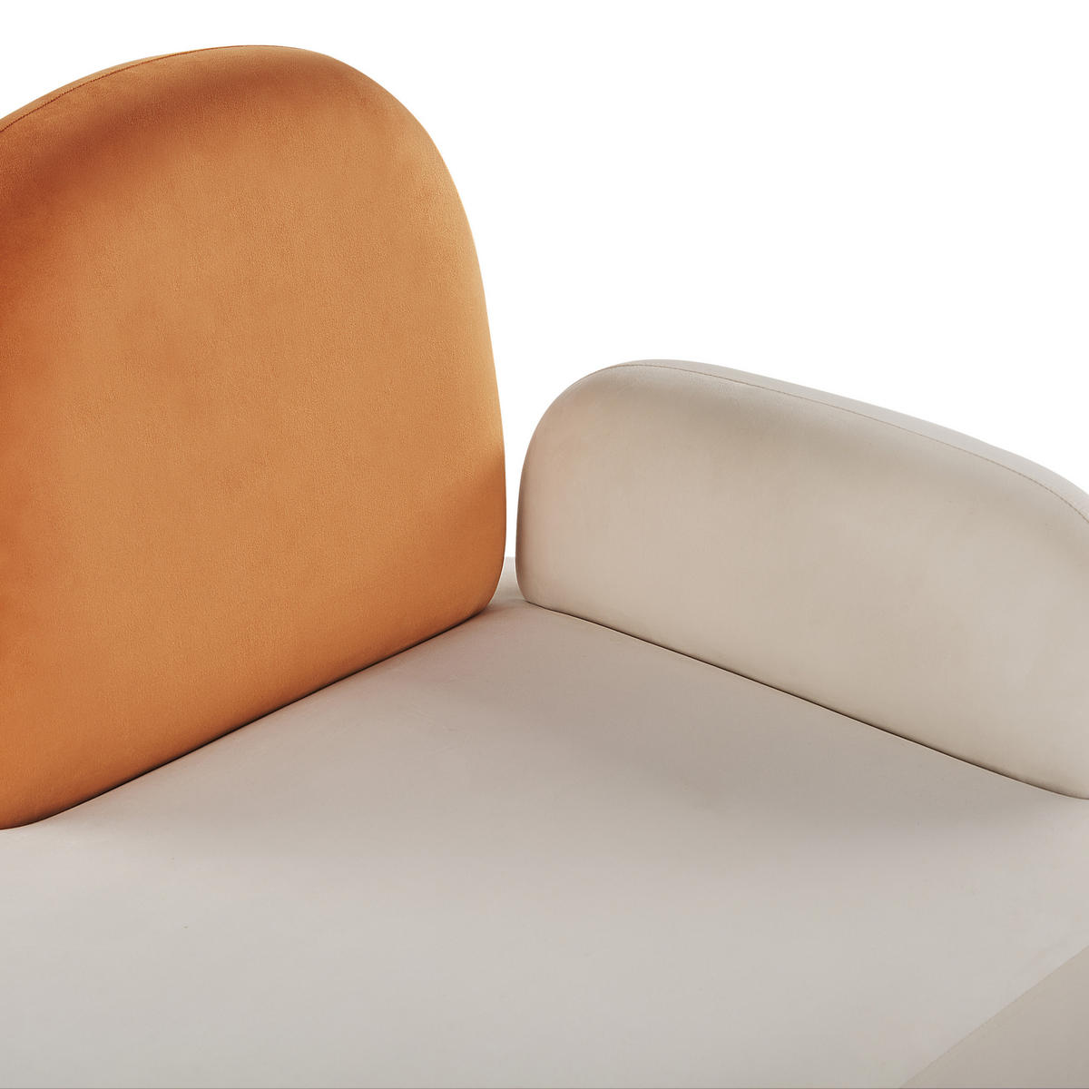 CHAISELONGUE Samtstoff weiß/orange rechtsseitig Arcey - Weiß/Orange, Textil (76/100/120cm) - Beliani