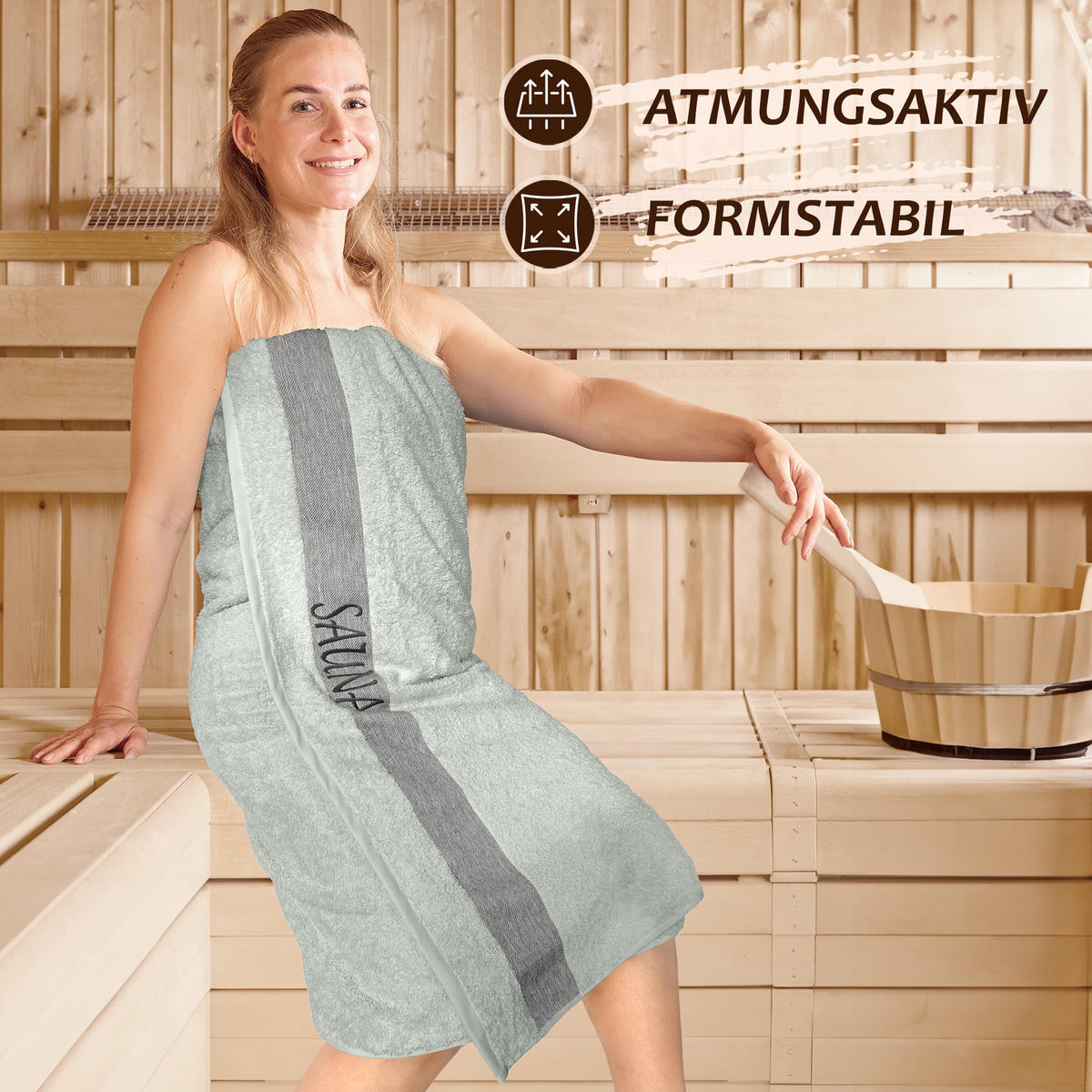 SAUNAHANDTUCH Lima Eisgrau 100x200 cm - Grau, Naturmaterialien (100/200cm) - Lashuma