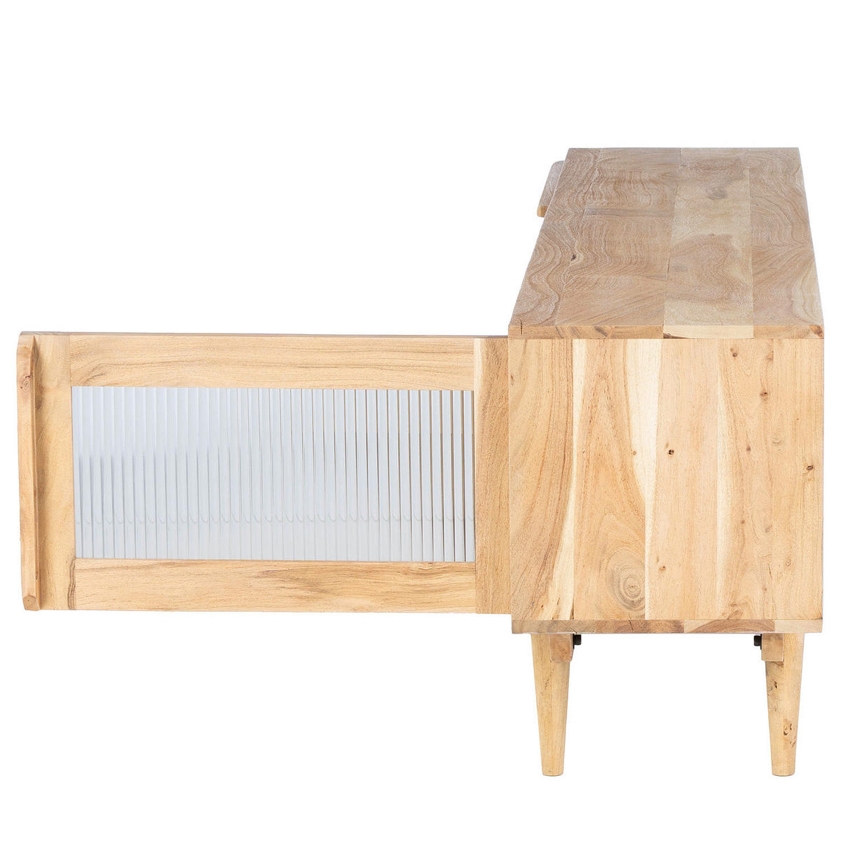 MASSIVES LOWBOARD - Akazie massiv - Akaziefarben, Glas/Holz (180/55/35cm) - home24
