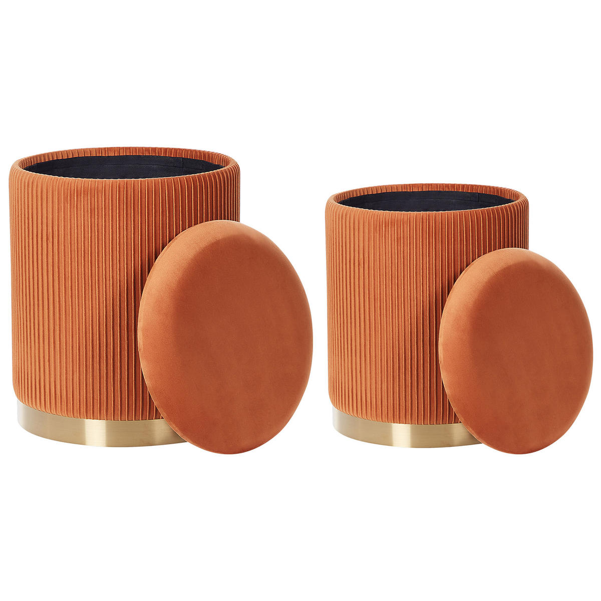 POUF 2er-Set-Orange Miramar - Goldfarben/Orange, Textil (31/44/31cm) - Beliani