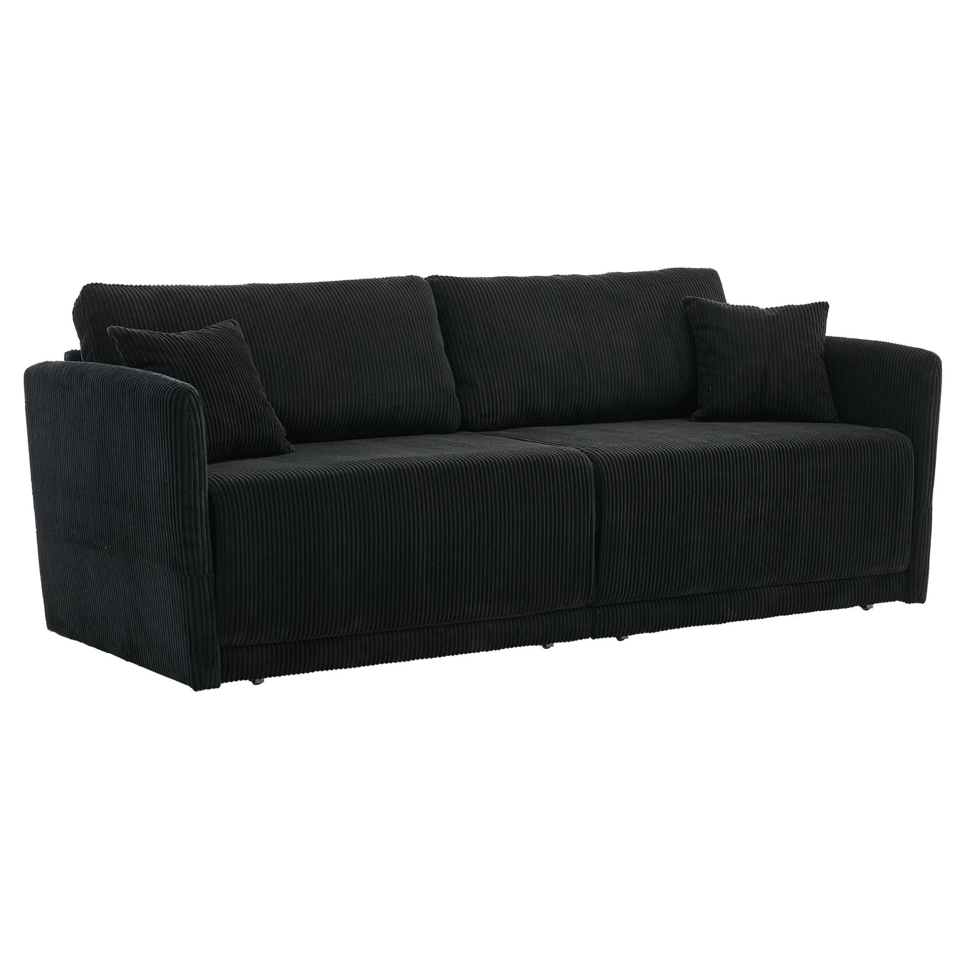 SOFA mit Schlaffunktion 182 cm Schwarz - Schwarz, Metall (182/84/88cm) - Meubliv