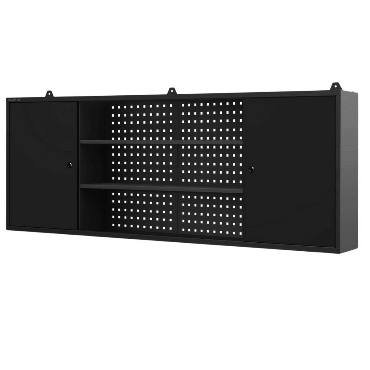 HÄNGESCHRANK Werkstatt abschließbar OLIS 60x160x20cm Schwarz - Schwarz, Metall (160/60/20cm) - DELUKE