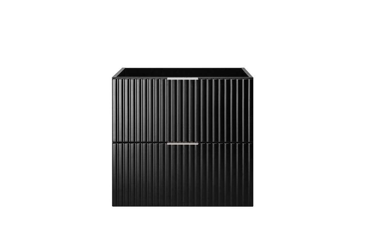 WASCHBECKUNTERSCHRANK, Schwarz, 60 x 57 x 46 cm, silberner Griff, ohne Arbeitsplatte - Silberfarben/Schwarz, Holzwerkstoff (60/57/46cm) - 3XE LIVING