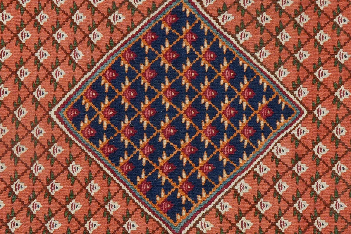 KELIM-TEPPICH handgewebt Senneh Orange 154/107 cm Schurwolle - Orange, Textil (107/154cm) - Looma