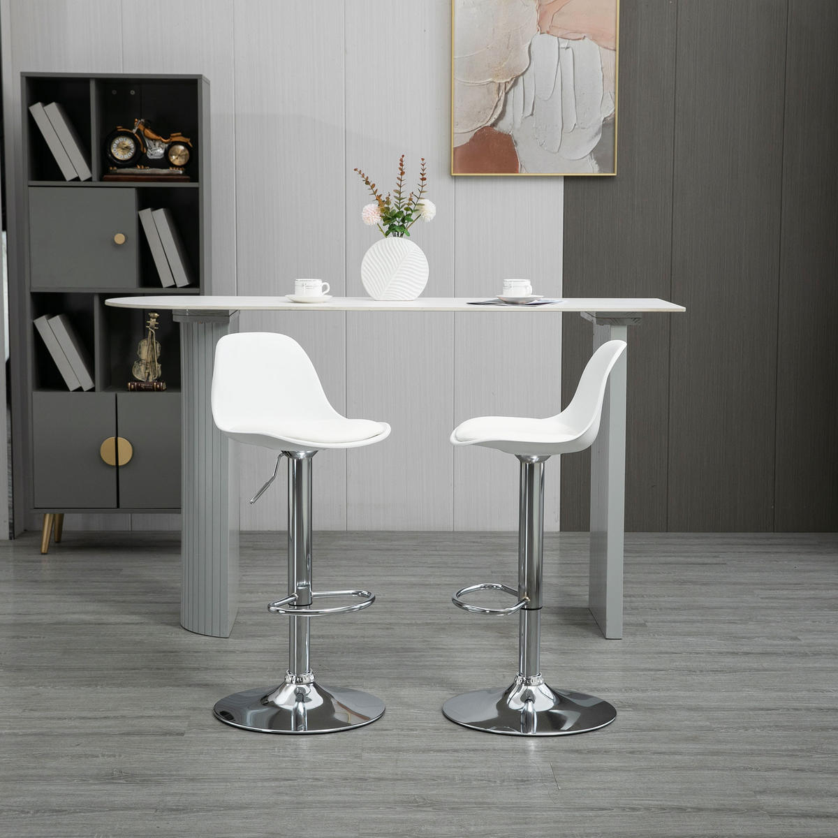 BARHOCKER 2er-Set Weiß 41.0/42.0/104.0 cm - Weiß, Leder (42/104/41cm)