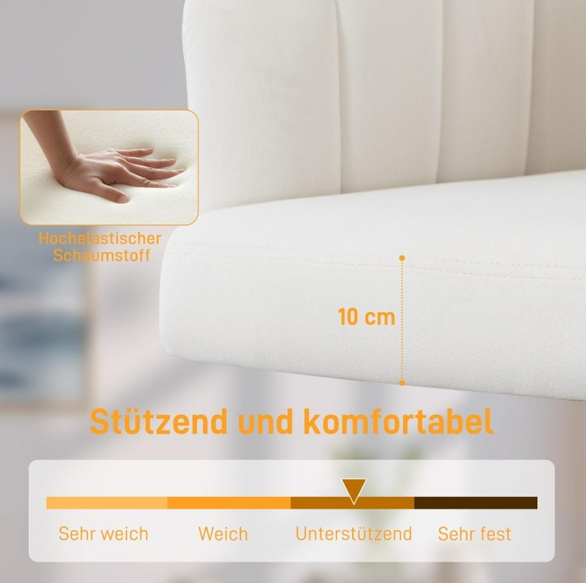 DREHSTUHL 61/60/83,5-92,5 cm Cremeweiß aus Polyester drehbar - Creme, Kunststoff (61/92.5/60cm) - OKWISH
