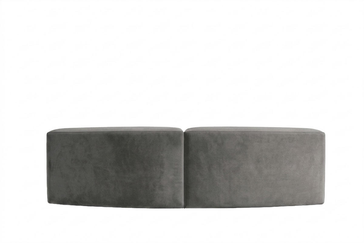 SOFA Round, Velvet-Stoff Bluvel, Aschgrau, GRETA - Grau, Holz (294/70/89cm) - Kaiser Möbel