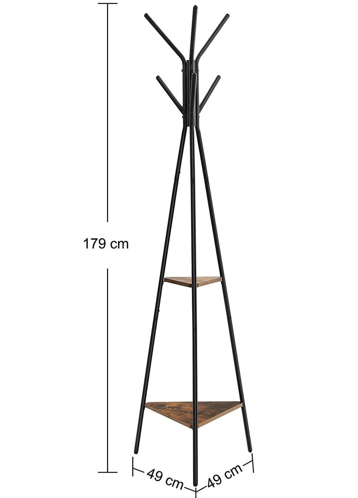 GARDEROBENSTÄNDER Schwarz 49x49 cm RCR16BX Stabiler Dreieckiger Fuß - Schwarz, Metall (49/179/49cm) - Edanti