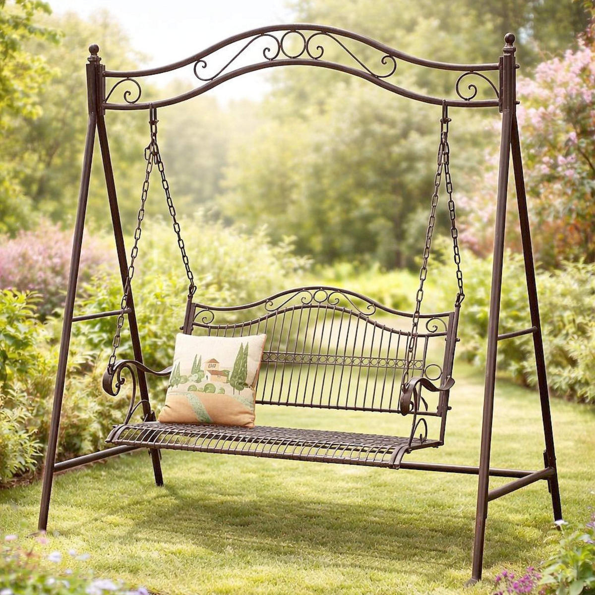 HOLLYWOODSCHAUKEL Metall Antik 2 Sitzer - Braun, Metall (157/195/105cm) - DanDiBo