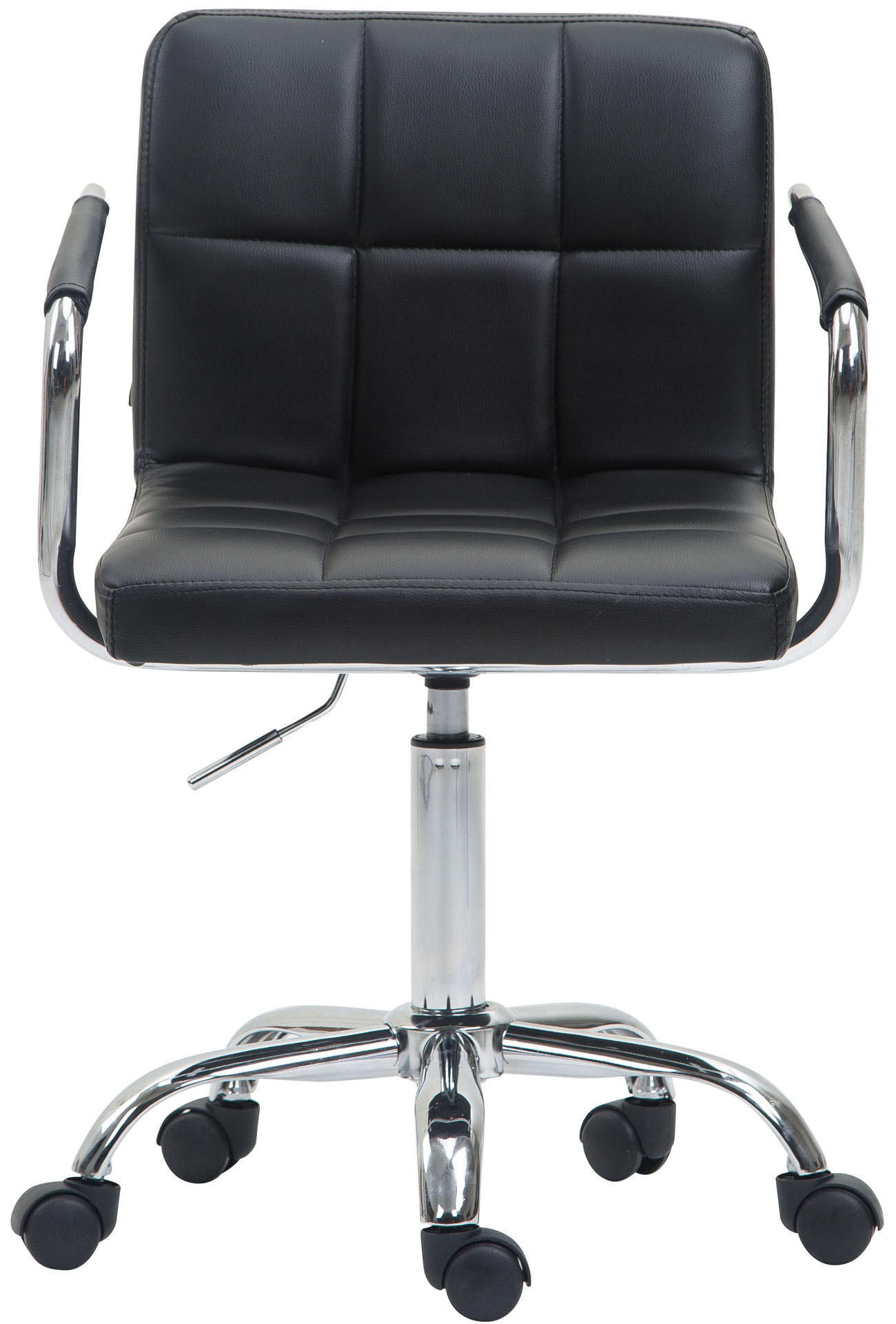 DREHSTUHL Lederlook schwarz - Chromfarben/Schwarz, Textil/Metall (52/76/44cm) - CLP