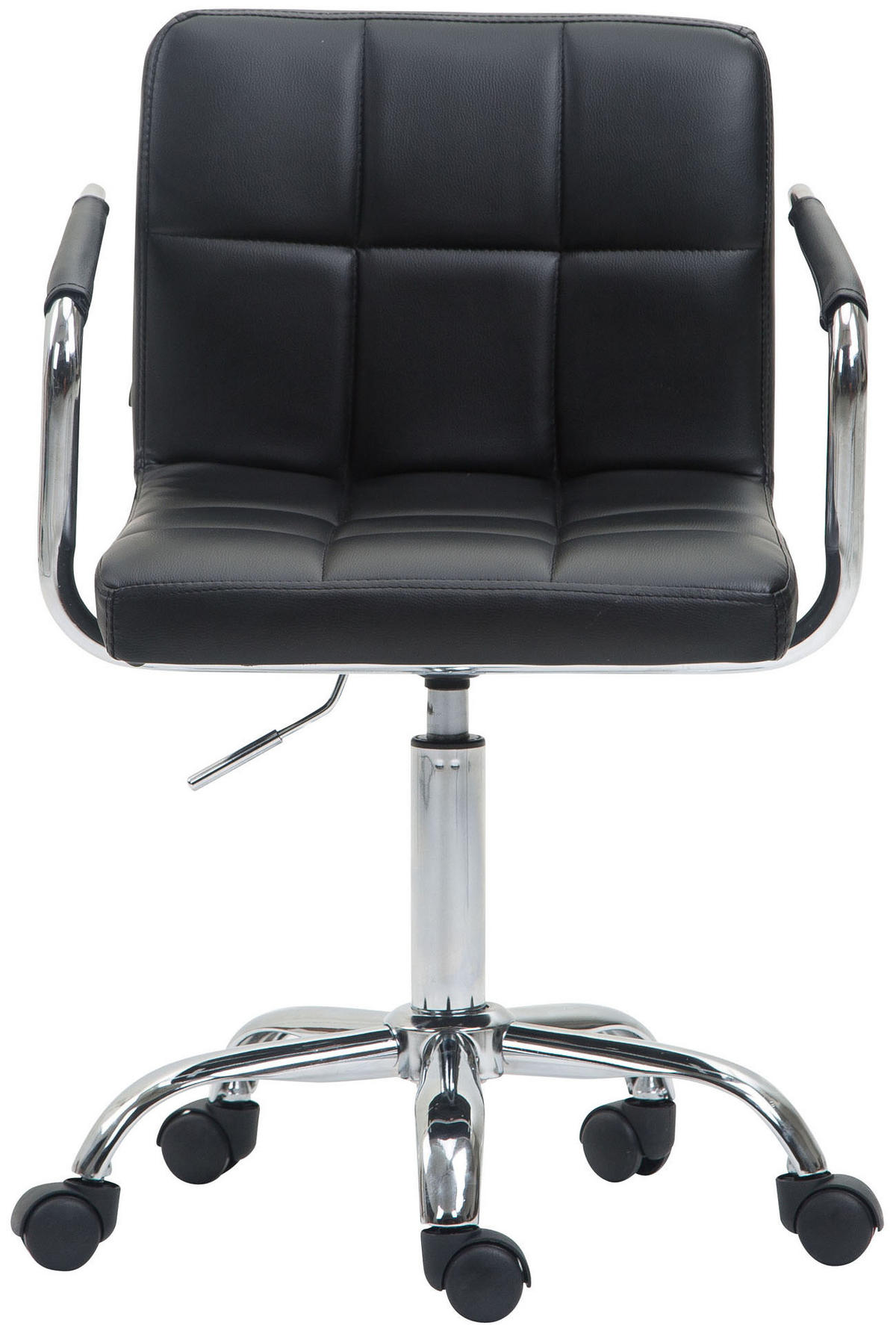 DREHSTUHL Lederlook schwarz - Chromfarben/Schwarz, Textil/Metall (52/76/44cm) - CLP