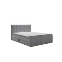 BOXBETT Berg Mit Matratze, Stoff Komodo Grau 120x200 cm - Grau, Holz (120/200cm) - Kaiser Möbel