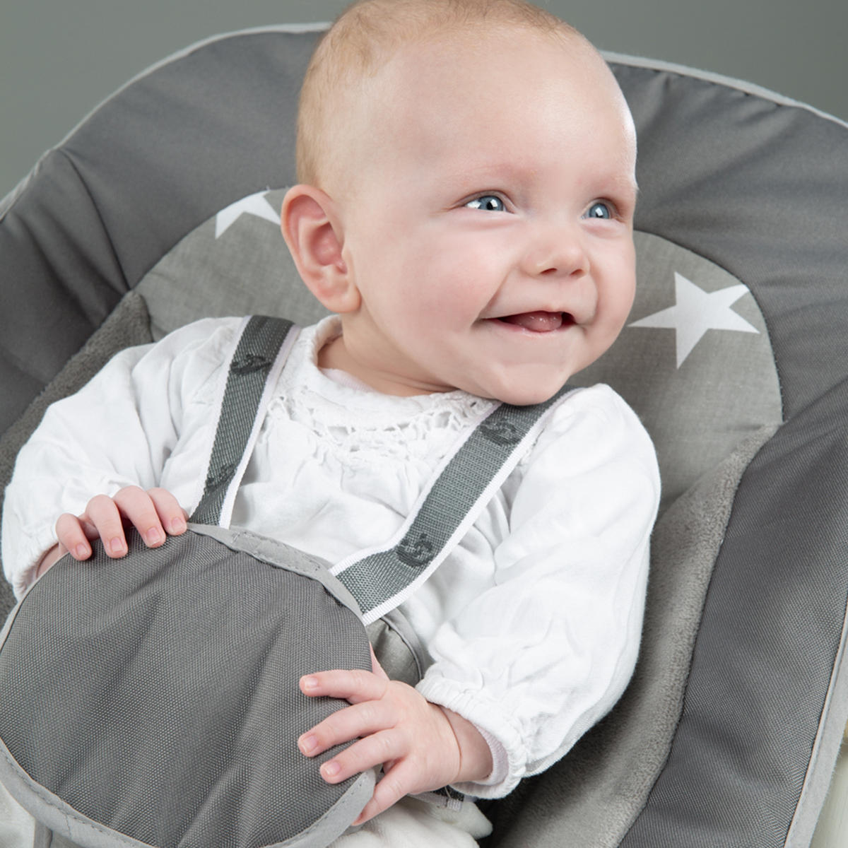 BABYHOCHSTUHL Born Up mit Neugeborenenaufsatz Little Stars Weiß - Weiß, Holzwerkstoff/Textil (46/94/66.5cm) - Roba