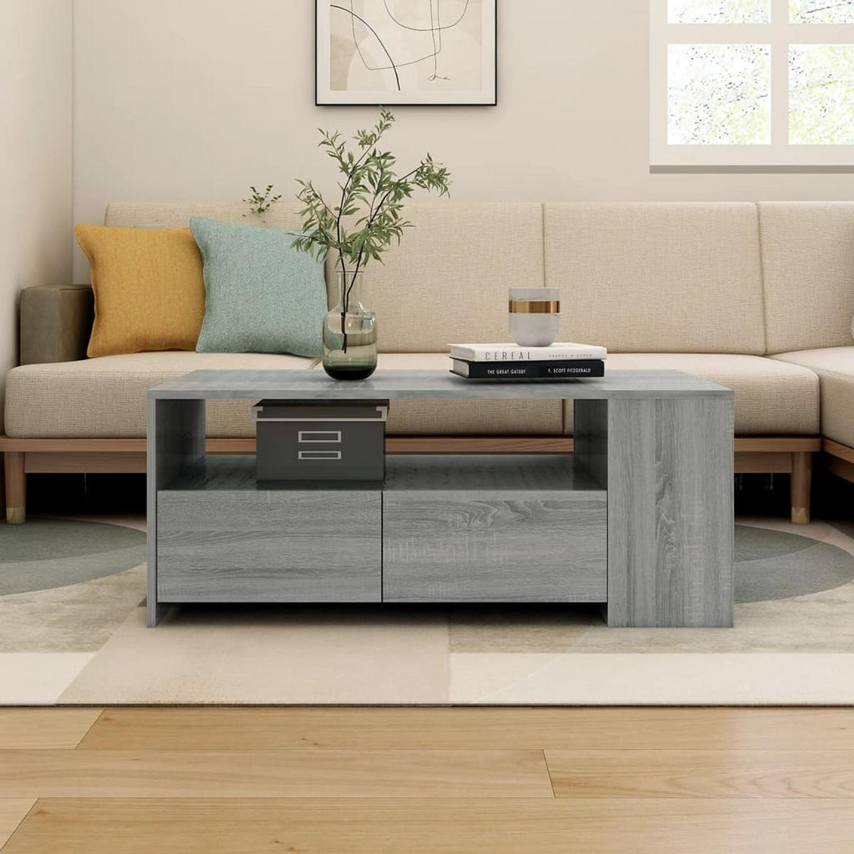 COUCHTISCH Grau Sonoma 102x55x42 cm Holzwerkstoff - Grau, Holzwerkstoff (102/55/42cm) - furnicato