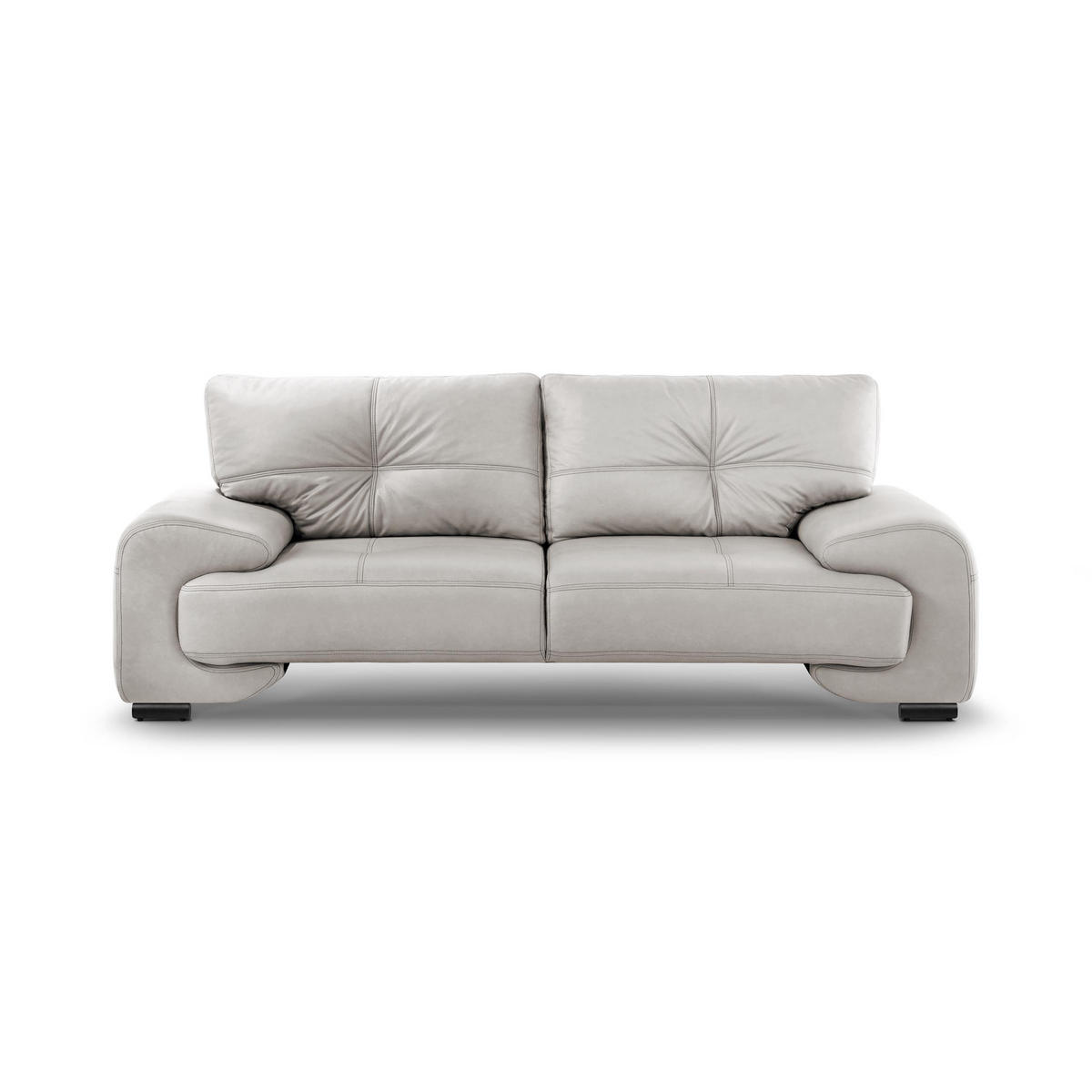 3-SITZER SOFA Omega aus Kunstleder, Hellgrau - Hellgrau/Schwarz, Leder (225/88/98cm) - Beautysofa