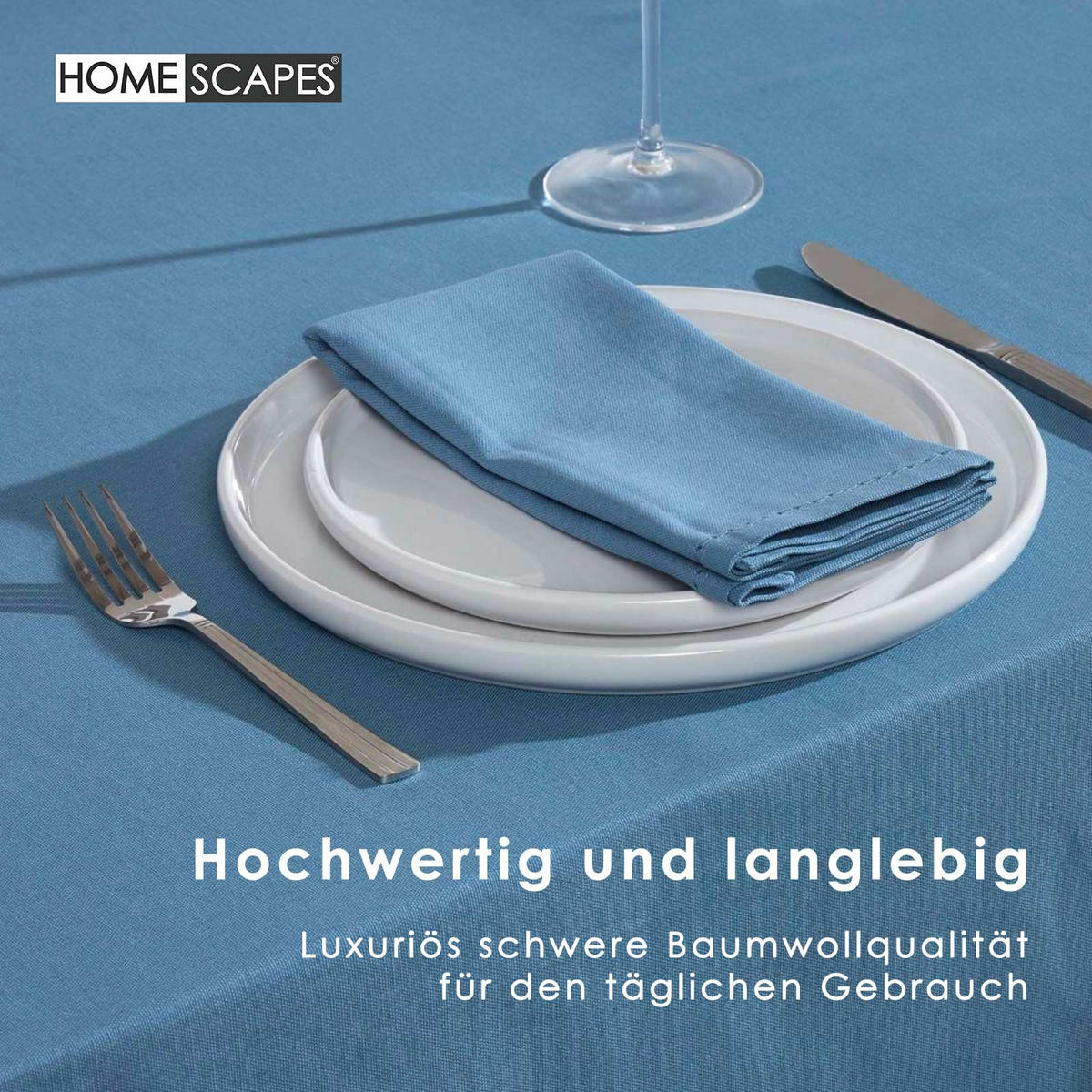 TISCHDECKE blau 137/137 cm, 100% Baumwolle - Blau, Textil (137/137cm) - Homescapes