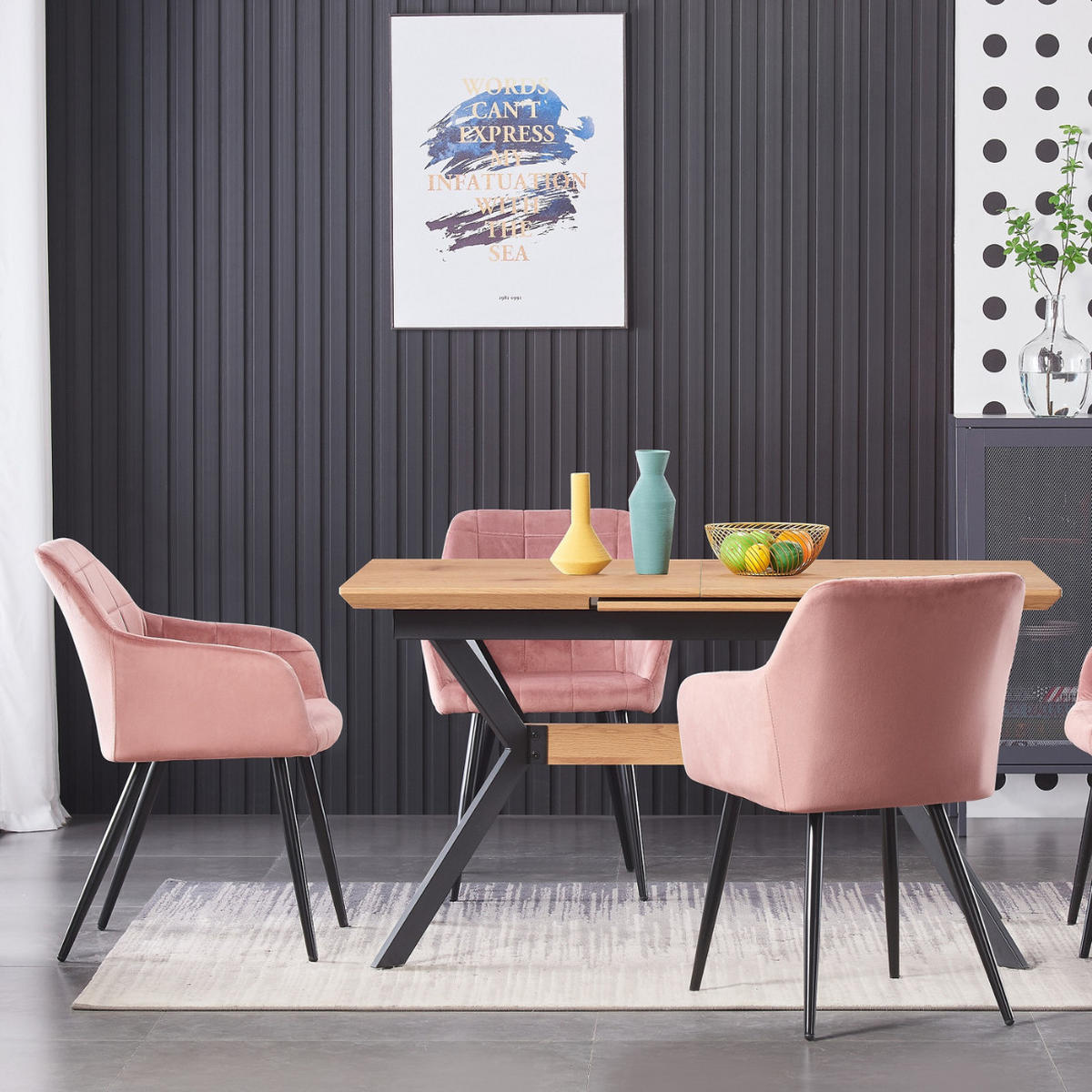 STUHL Samt Rosa - Pink, Metall (55/82/59cm) - Life Interiors