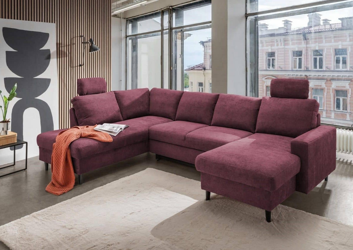 WOHNLANDSCHAFT mit Schlaffunktion und Bettkasten - Pink/Dunkelrosa, Kunststoff/Textil (305/88/200cm) - myHomelando