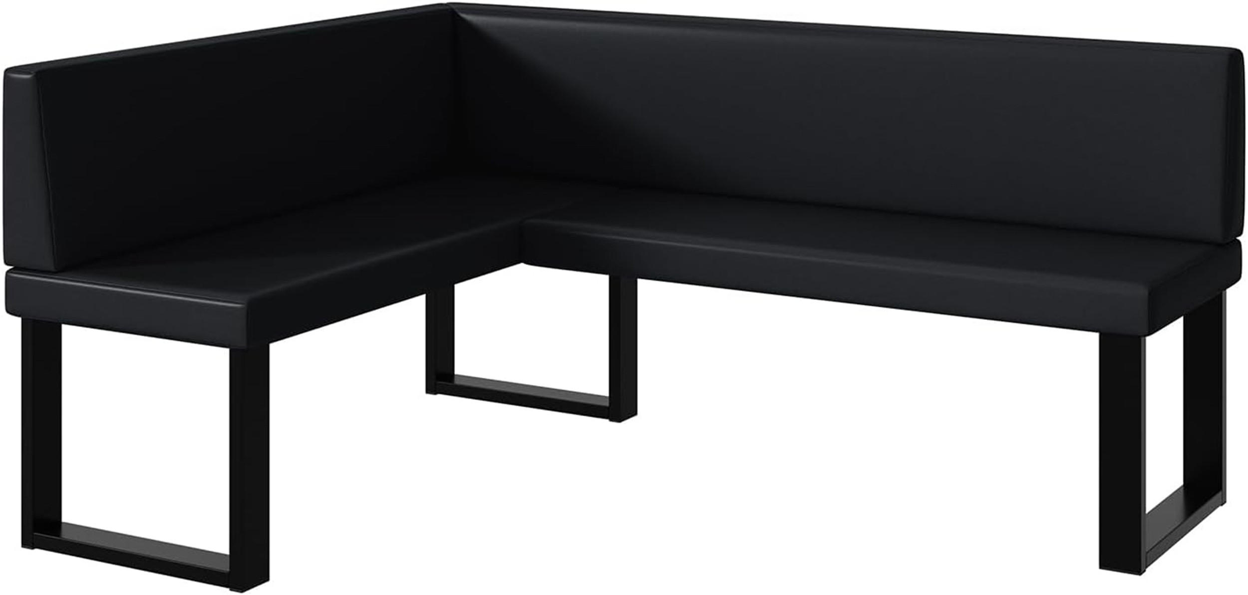 ECKBANK TONI_U - Schwarz, Leder (128/168cm) - Meblini