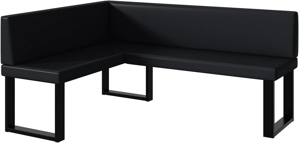 ECKBANK TONI_U - Schwarz, Leder (128/168cm) - Meblini