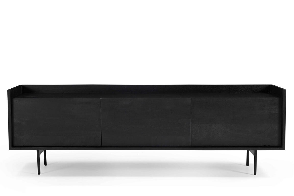 TV Schrank aus Mangoholz 160cm, schwarz - Schwarz, Holz (160/50/38cm) - Giga Meubel